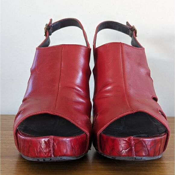 Donald J. Pliner Red Leather Cutout Heels 8 Tomato Girl Whimsigoth Coquette Girl - Picture 3 of 12